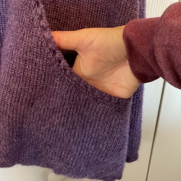 Women’s Peruvianan Link Alpaca cardigan sweater XL purple open front. Repaired - Picture 13 of 15
